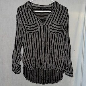 Black and White Striped Women's Top